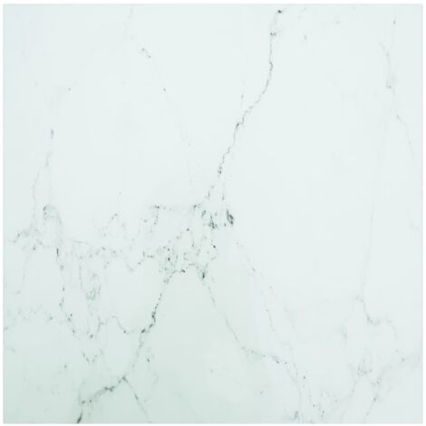 Plateau de table - Parfait pour Table à Manger, Cuisine ou Bureau Blanc 60x60cm 6mm Verre trempé et design marbre Chic-312007 (1/4)