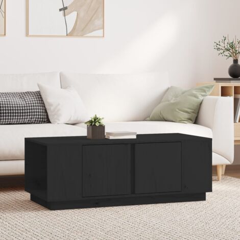 Table basse Table de salon Bout de canapé Noir 110x50x40 cm Bois massif de pin 51064 (1/5)