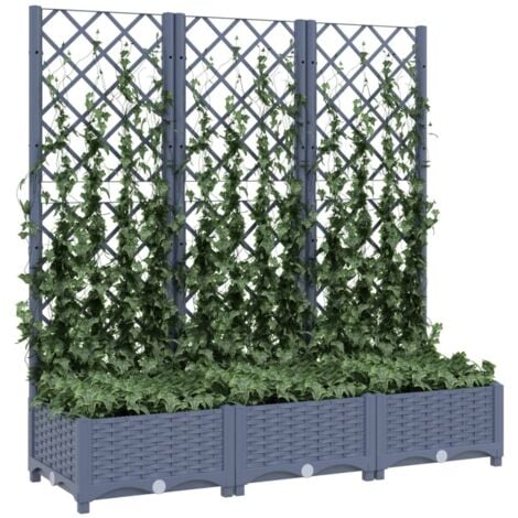 Bac à fleurs - Jardinière pour extérieur/intérieur jardin terrasse balcon - avec treillis Gris foncé 120x40x121,5 cm PP Chic-260798