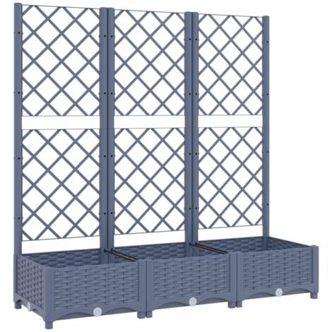 Bac à fleurs - Jardinière pour extérieur/intérieur jardin terrasse balcon - avec treillis Gris foncé 120x40x121,5 cm PP Chic-260798