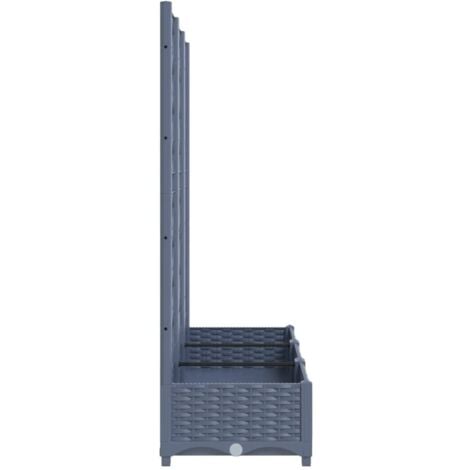 Bac à fleurs - Jardinière pour extérieur/intérieur jardin terrasse balcon - avec treillis Gris foncé 120x40x121,5 cm PP Chic-260798