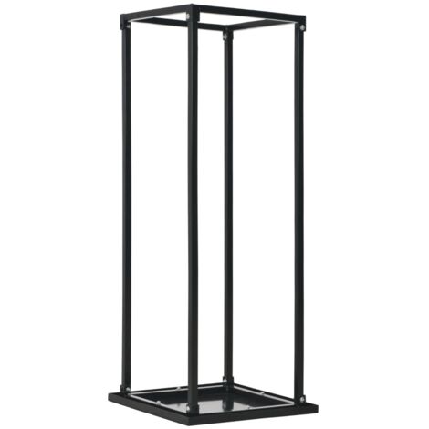 Portant de bois chauffage Porte bûches et range bûches intérieur avec base Noir 37x37x113 cm Acier 41506 (1/5)