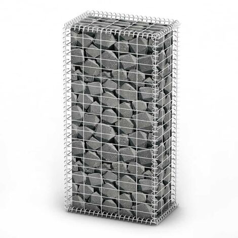 Panier de gabion Mur en gabion Clôture de gabion avec couvercle Fil galvanisé 100 x 50 x 30 cm 22602 (1/4)