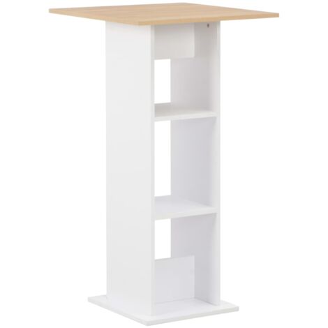 Table de bar Table haute Table de Cuisine Blanc et chêne Sonoma 60x60x110 cm 54343 (1/5)