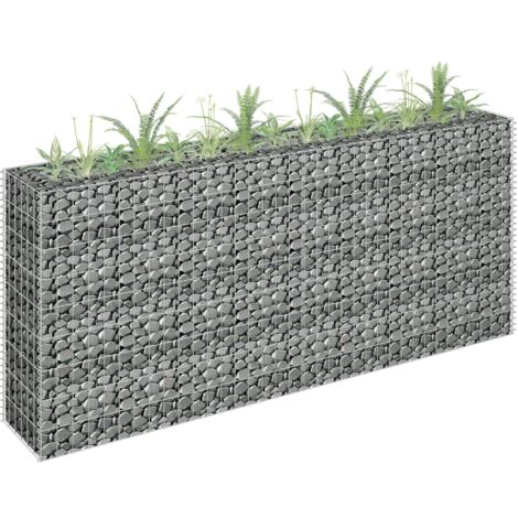Jardinière Bac A Fleur Lit surélevé à gabion Acier galvanisé 180x30x90 cm 28420 (1/5)