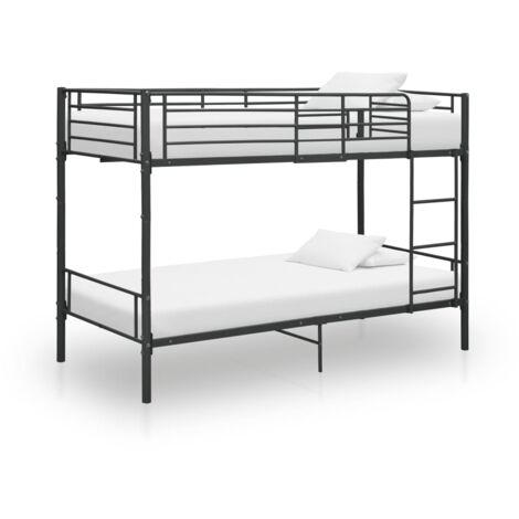 Lit adulte Contemporain Lit superposé Noir Métal 90x200 cm 72910 (1/5)