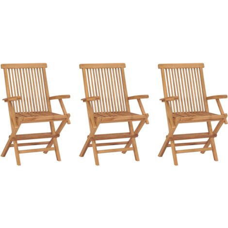 Lot de 3 Chaises de jardin pliables Fauteuils de Jardin Bois de teck massif 27047 (1/5)