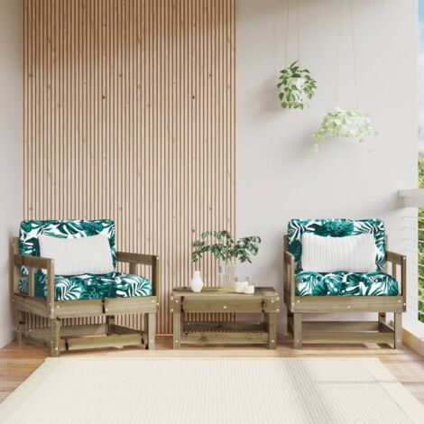 Maison Chic – Lot de 2 chaises de jardin scandinaves en bois de pin imprégné – Coussins confortables – Dimensions 64x61x62 cm – Résistantes aux intempéries (1/5)