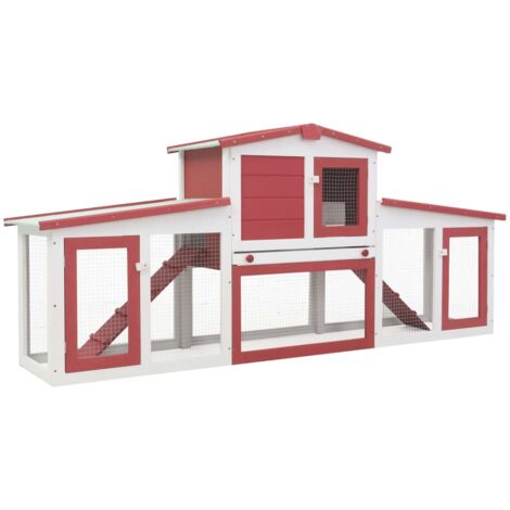 INLIFE Clapier large d'extérieur Rouge et blanc 204x45x85 cm Bois (1/5)
