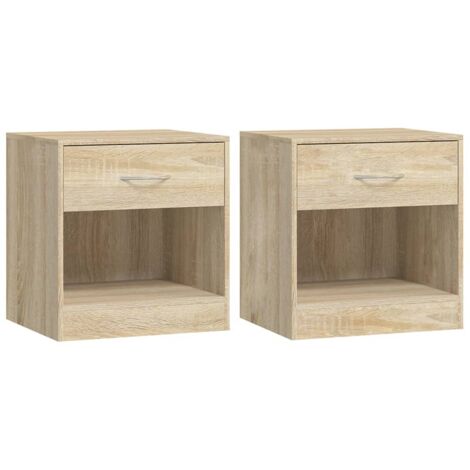 Lot de 2 Tables de chevet Tables de nuit / avec tiroir Couleur de chêne (1/5)