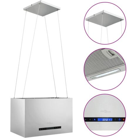 Maison Chic – Hotte îlot aspirante 55 cm – Acier inoxydable – Écran LCD tactile – 3 vitesses – Débit d'air 756 m³/h – Filtre à graisse lavable