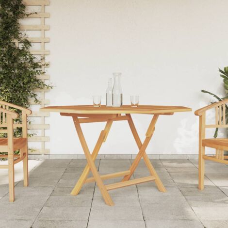 Table pliable de jardin Table d'extérieur Table d'appoint 120x120x75 cm bois massif de teck 40952 (1/5)