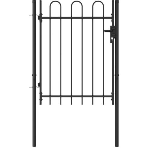 Portillon,Portail de jardin,Portail de clôture simple porte avec dessus arqué Acier 1x1,2 m Noir CNENE845974 MaisonChic (1/5)