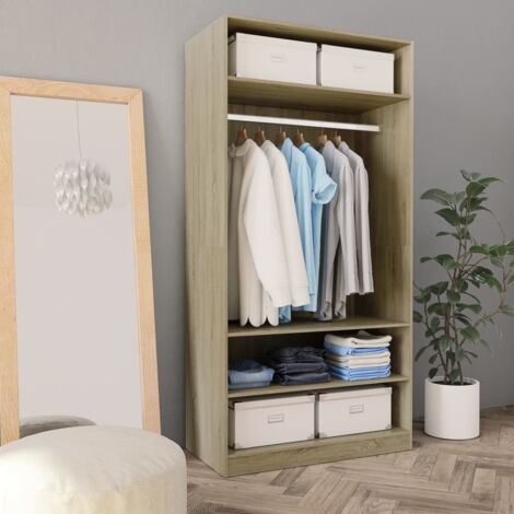 Armoire de rangement Garde-robe Armoire de chambre Chêne sonoma 100 x 50 x 200 cm Aggloméré 71149 (1/5)