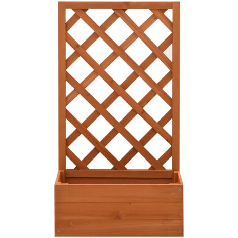 Bac à fleurs - Jardinière pour extérieur/intérieur jardin terrasse balcon - à treillis de jardin Orange 50x25x90cm Bois de sapin Chic-747090