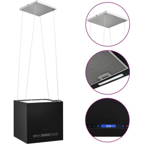 Maison Chic – Hotte îlot silencieuse 37 cm – Écran LCD tactile – Débit d'air 756 m³/h – Filtre à graisse 3 couches – Lumières LED intégrées