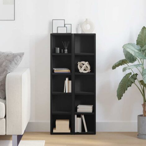Lot de 2 Meubles CD Meubles Étagère / Noir 21x16x93,5 cm Aggloméré (1/5)