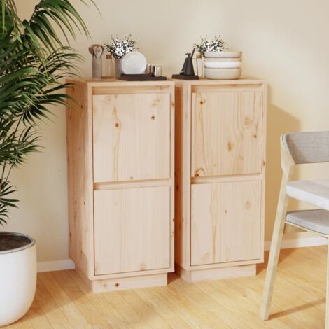 Lot de 2 Buffets Bahut Meubles de rangement Commode 31,5x34x75 cm Bois massif de pin 19284 (1/5)