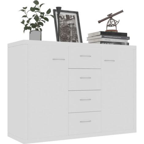 Maison Chic – Buffet de cuisine blanc 88x30x65 cm – Aggloméré avec 4 tiroirs et 2 portes – Design minimaliste pour rangement pratique (1/5)