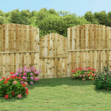 Maison Chic – Portillon bois de pin imprégné 100x150 cm – Résistant aux intempéries – Design voûté pour clôture jardin – Assemblage facile - XRJR123082