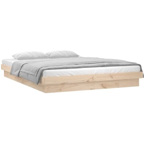 Lit adulte à LED  Lit Grand Cadre de lit 200x200 cm Bois massif FR81245
