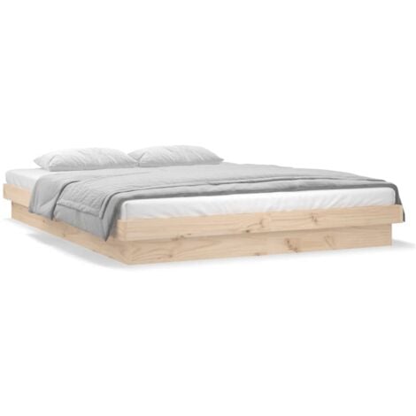 Lit adulte à LED  Lit Grand Cadre de lit 200x200 cm Bois massif FR81245