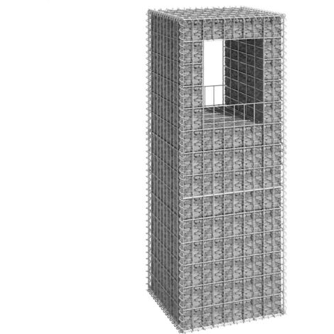 Poteau à panier de gabion Jardiniere Mur en gabion 50x50x140 cm Fer 25265