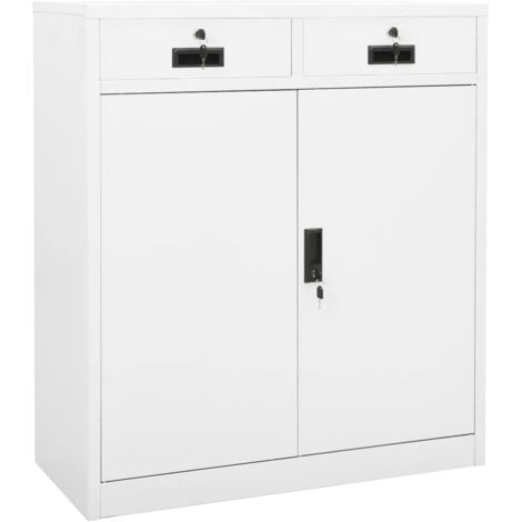 Armoire de bureau Armoire de rangement Caisson de rangement Blanc 90x40x102 cm Acier 42164 (1/5)