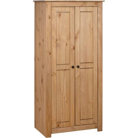 Maison Chic – Armoire de rangement 80x50x171,5 cm – Bois de pin massif – 2 compartiments avec tringle de penderie – Assortiment Panama (1/5)