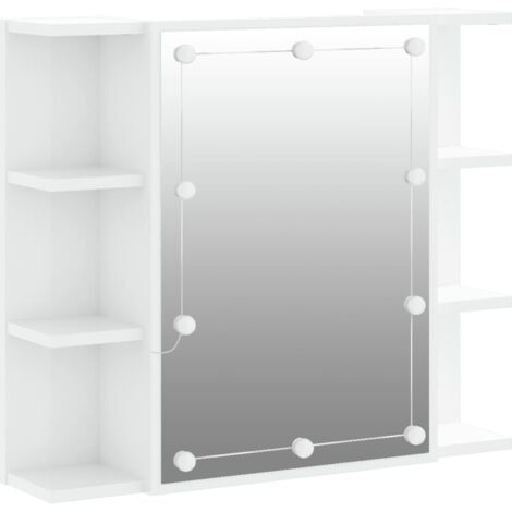 Armoire à miroir  Armoire murale de salle de bain avec LED Blanc brillant 70x16,5x60 cm 47586