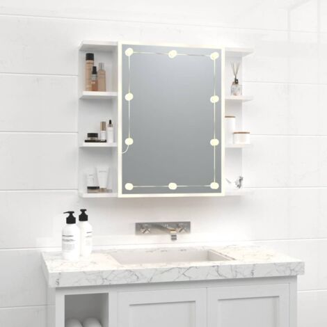 Armoire à miroir  Armoire murale de salle de bain avec LED Blanc brillant 70x16,5x60 cm 47586