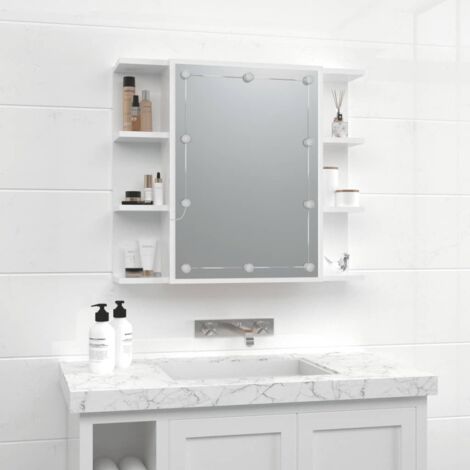 Armoire à miroir  Armoire murale de salle de bain avec LED Blanc brillant 70x16,5x60 cm 47586
