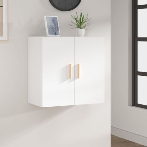 Maison Chic – Étagère murale blanche 60x30x60 cm – Bois d'ingénierie – 2 compartiments avec portes – Fixation murale pour salon ou chambre (1/5)