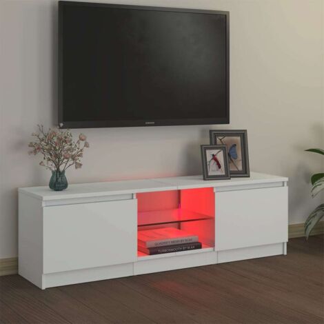 Meuble TV Avec LED - Console Multimédia Design Floral, Tiroirs En Tissu, Éclairage LED Télécommandé, 99x30x57 Cm, Noir - 6