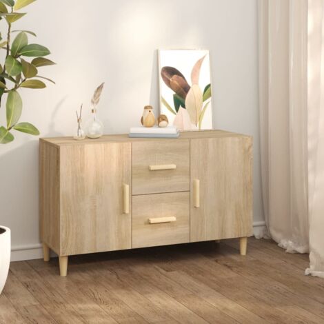 Buffet Bahut Meuble de rangement Commode Chêne sonoma 100x36x60 cm Bois d'ingénierie 32554 (1/5)