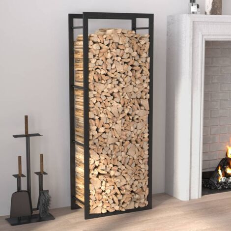 Maison Chic – Porte bûches en acier noir mat 50x28x132 cm – Support à bois de chauffage intérieur – Résistant aux intempéries – Circulation d'air optimisée