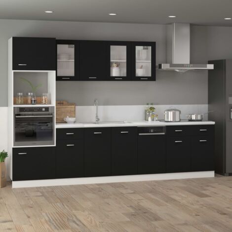 Armoire de plancher à tiroir  Armoire de cuisine Meuble bas de Cuisine Noir 80x46x81,5 cm Aggloméré 37655
