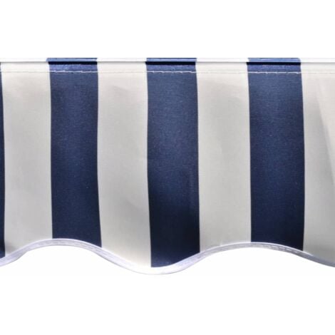 Toit d'auvent Toile - Toit de remplacement Store extérieur Bleu et blanc 4x3 m (Cadre non inclus)