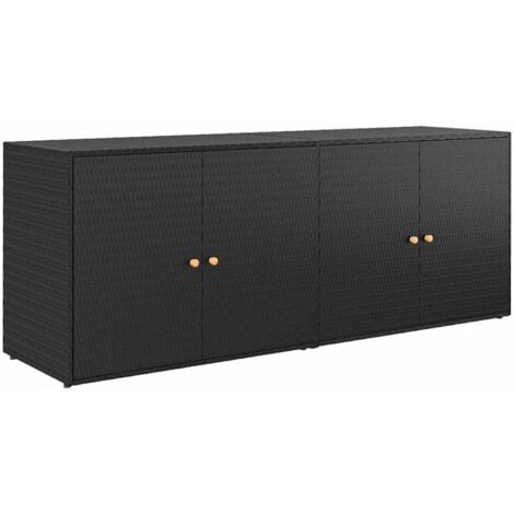Armoire de rangement jardin  Coffre de rangement Noir 198x55,5x80 cm Résine tressée 79955