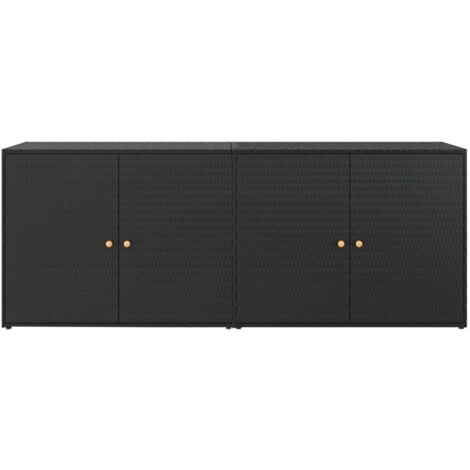 Armoire de rangement jardin  Coffre de rangement Noir 198x55,5x80 cm Résine tressée 79955
