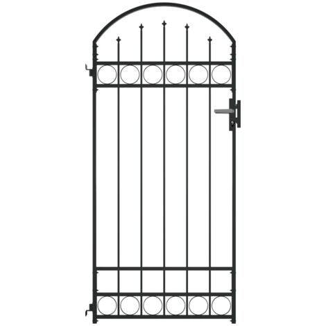 Portail de jardin  Portillon Grillage Portail de Clôture avec dessus arqué Acier 89x200 cm Noir 18367 (1/6)