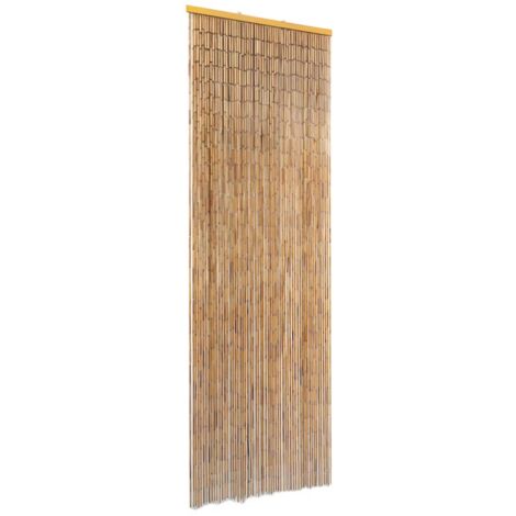 Maison Chic – Rideau de porte moustiquaire en bambou 56 x 185 cm – Protection contre insectes – Isolation thermique et intimité – Barre en bois (1/4)