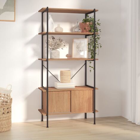 Maison Chic – Étagère à 5 niveaux avec armoire – Dimensions 80x40x163cm – Acier et bois d'ingénierie – Rangement optimal pour livres et objets (1/4)