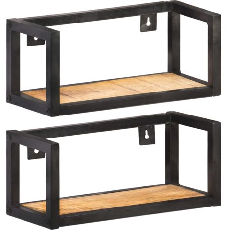 Lot de 2 Étagères murales  Armoire murale Meuble Étagère 40 cm Bois de manguier brut 15361 (1/5)