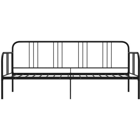 Canapé-lit 90x190 Cm Avec Rangement - Banquette Lit Métallique Robuste, Noir, Pour Chambre Ou Salon