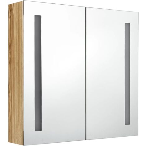 Meuble de salle de bain  Armoire de salle de bain à miroir LED Chêne 62x14x60 cm