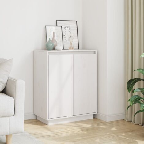 Buffet Bahut Meuble de rangement Commode Blanc 60x34x75 cm Bois massif de pin 94967 (1/5)