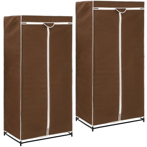 Lot de 2 Armoires de rangement Garde-robes Armoire de chambre Marron 75x50x160 cm 53488 (1/5)