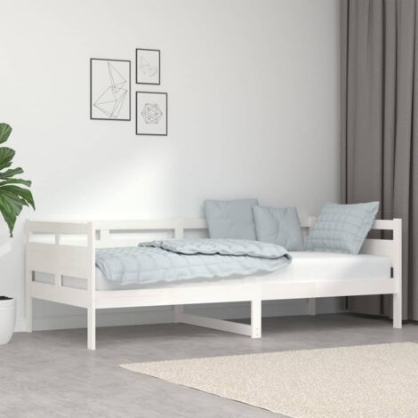 Lit adulte Contemporain Lit de jour Blanc Bois massif de pin 90x200 cm 56471 (1/5)