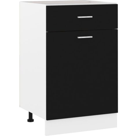 Armoire de plancher à tiroir  Armoire de cuisine Meuble bas de Cuisine Noir 50x46x81,5 cm Aggloméré 34593